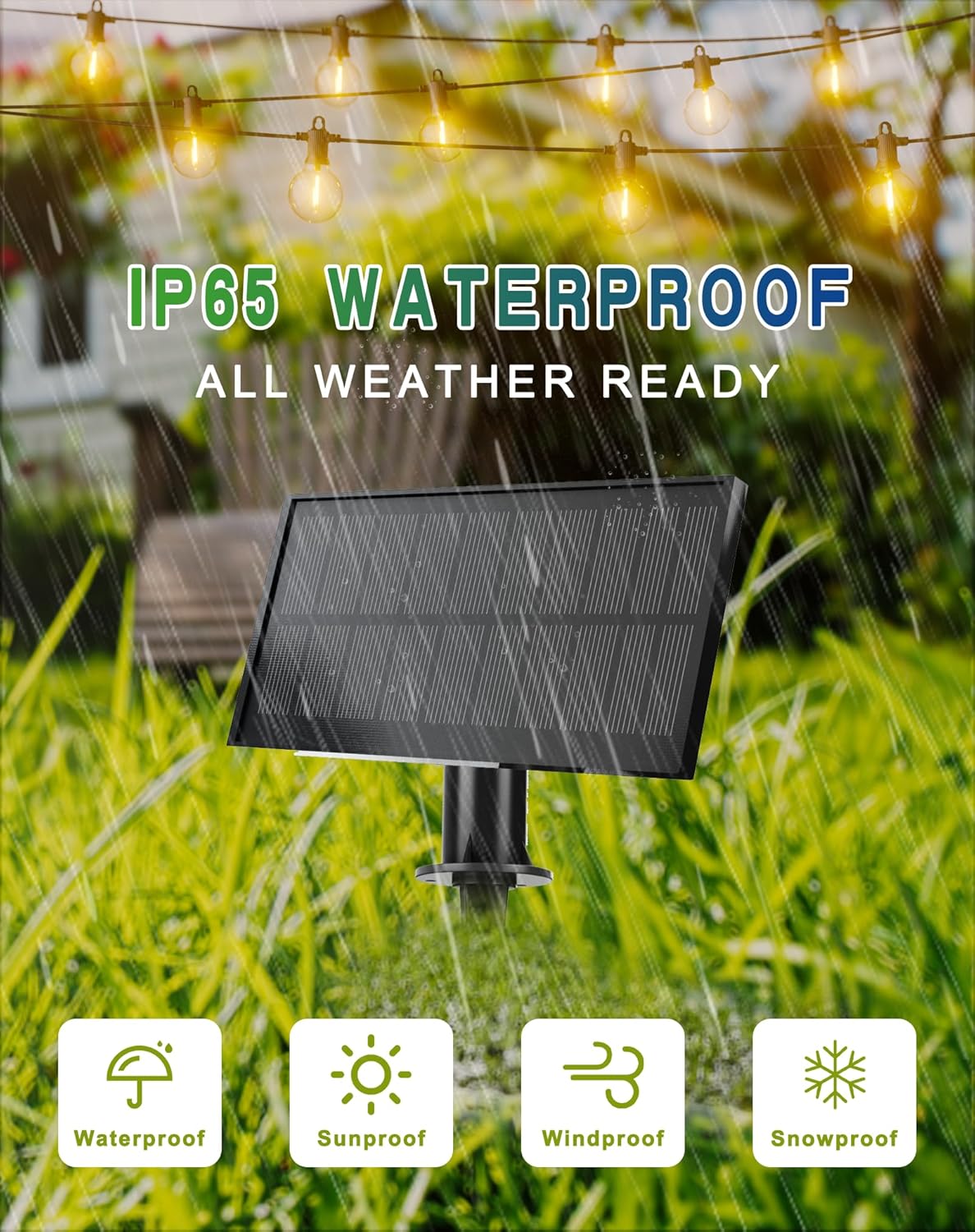 Zuske Solar String Lights Outdoor Waterproof 200FT with USB Port and 100 Shatterproof G40 Bulbs(3 Spare), LED Solar Powered Patio Lights for Outside, Porch, Backyard, Gazebo, Garden(Warm White)