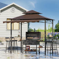 Grepatio 8x8 Ft Outdoor Grill Gazebo, BBQ Gazebo with Extra Adjustable Shadow, Patio 2-Tier Grill Canopy with 2 Shelves 6 Hooks, Barbeque Gazebos Canopy for Backyard Garden Poolside