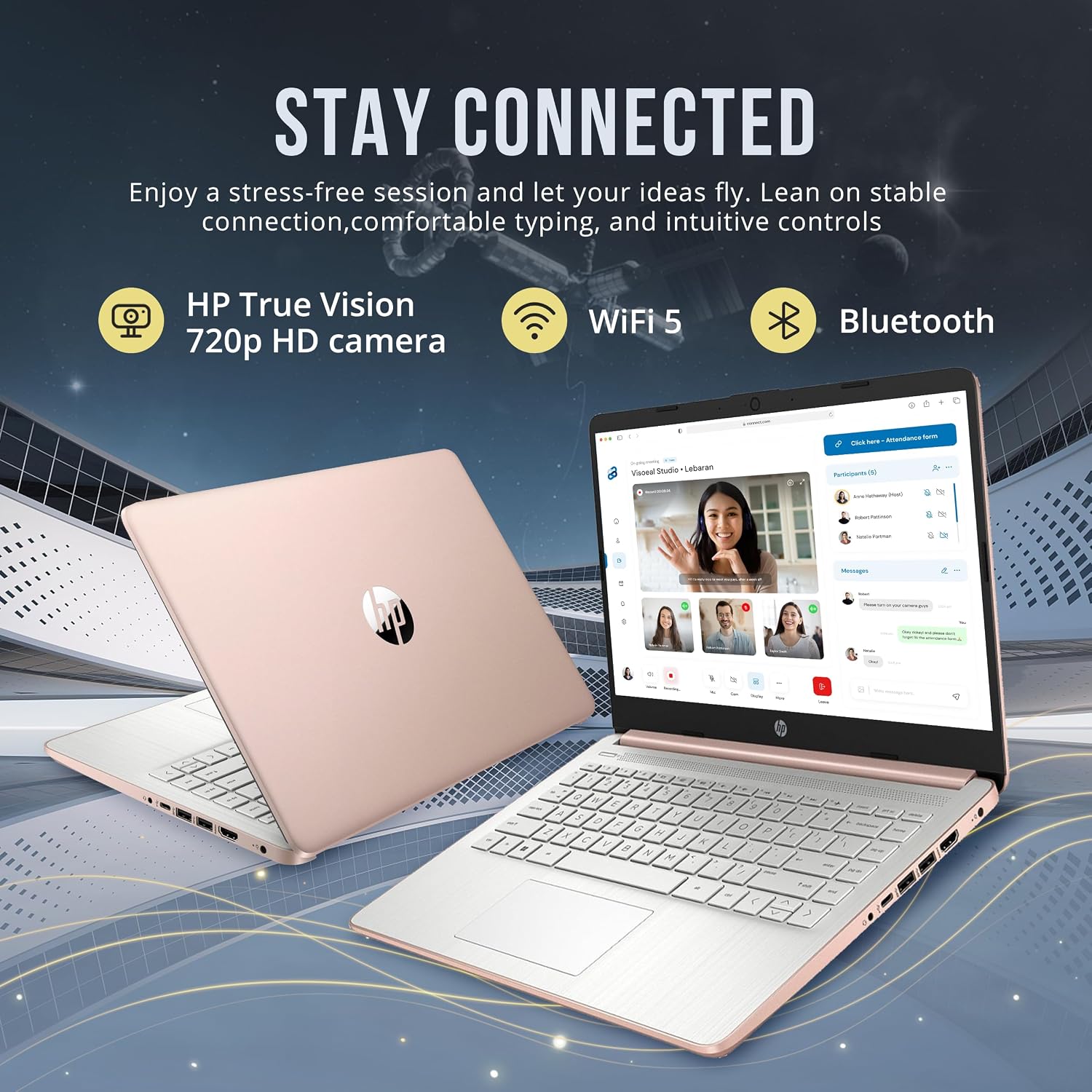 HP Stream 14' HD Laptop, Intel Celeron N4120 Processor, 4GB RAM, 128GB eMMC, Intel UHD Graphics, 720p Webcam, WiFi, HDMI, Windows 11 S, Rose Gold (Renewed)