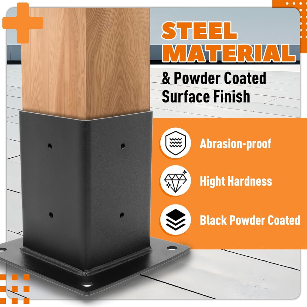 Pergola Brackets Kit (Actual 3.9''x3.9'') 4x4 Woodworks Pergola Kit with 3-Way Right Angle Corner Bracket and Base Bracket DIY Elevated Wood Stand Kit for Outdoor