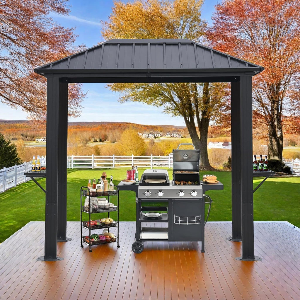 The ENDARK 5'x8' Outdoor Hardtop BBQ Gazebo, the Grill Gazebo with Single Roof Design, Aluminum Structure, and Galvanized Steel Roof, is Great for Lawn, Garden, Patio, and Backyard Use