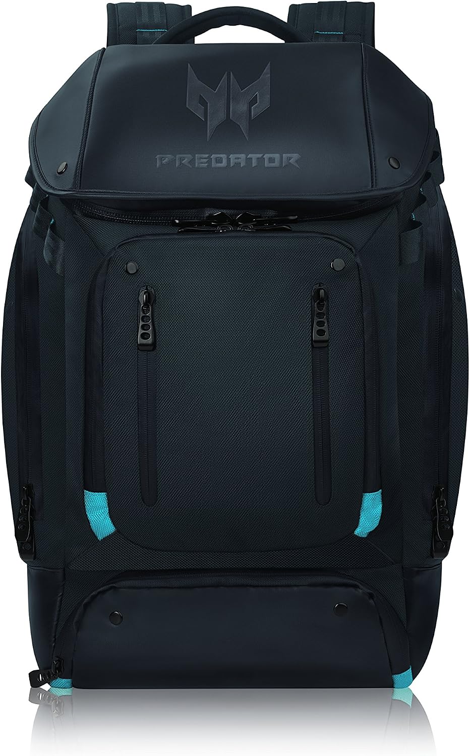 Acer PBG591 Predator Utility Gaming Backpack, Water Resistant and Tear Proof Travel Backpack Fits and Protects Up to 17.3' Predator Gaming Laptop, Black with Teal Accents