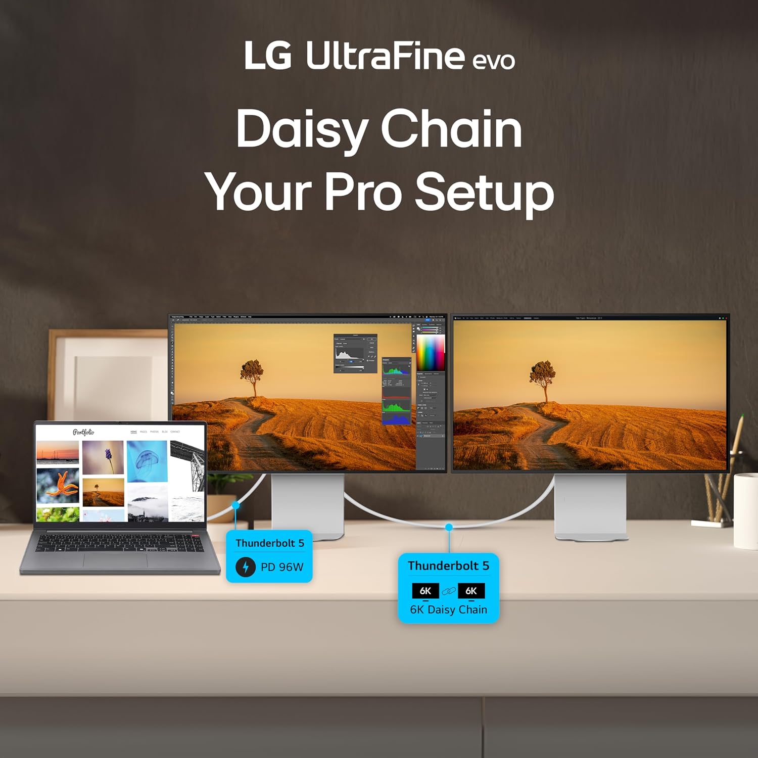 LG 32U990A-S 32-Inch Ultrafine 6K (6144 x 3456) Nano IPS Black Thunderbolt 5 Professional Monitor, 60Hz, DisplayHDR 600, Speakers, HDMI 2.1, DisplayPort 2.1, USB-C, Tilt/Height/Pivot Stand, Silver