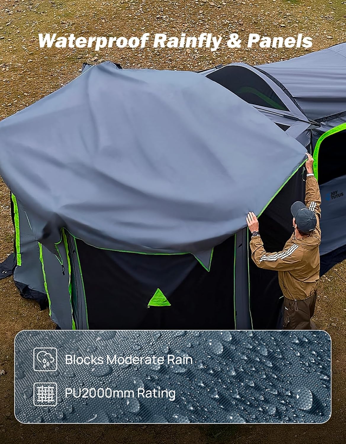 JOYTUTUS Dual-Use Pop up SUV Tent for Camping, 11x11 FT for Family, SUV Tailgate Tent for Vehicle Camping, Outdoor Gazebo, Canopy Shelter Portable Carry Bag, Grey Green