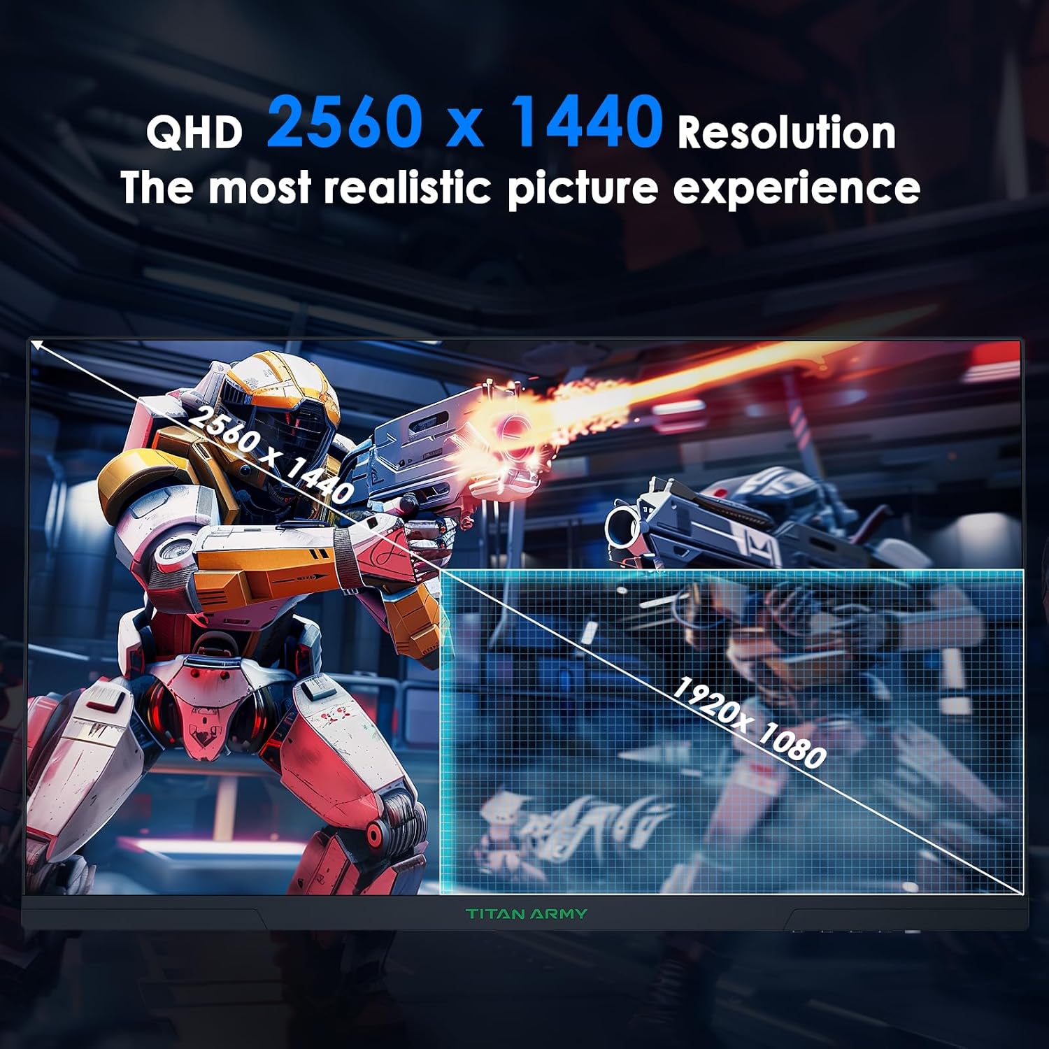 Titan Army 24.5 Inch 240Hz 1440p Gaming Monitor, QHD 2560 x 1440p Fast IPS Panel 1ms GTG Response Time, Adaptive Sync, 126% sRGB HDR, Low Blue Light VESA 100x100, P2510S