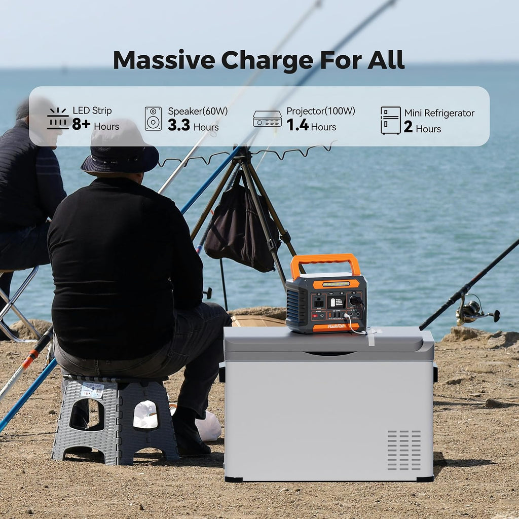 FF Flashfish Solar Generator With Solar Panel, 144.3Wh/39000mAh Electri Generator With 60W Solar Panel with, Emergency Power Supply with AC/DC/USB/Type C/LED Lights for Camping, Home, Power Outage