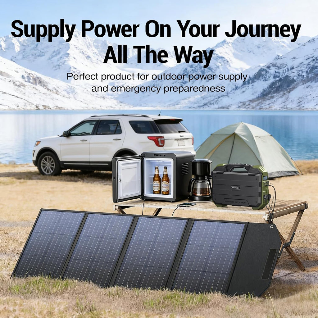 BROWEY 1600W (3200W Peak) Portable Power Station with 120W Solar Panel, 1024Wh LiFePO4 Battery with Built-in Solar Panel, Fast Charging, Solar Generator for Camping, RV, Home Backup, Emergency
