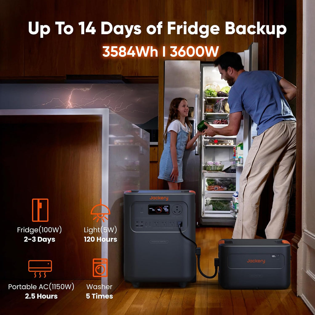 Jackery HomePower 3600 Plus Portable Power Station, 3600W AC Output, 3584Wh LFP Solar Generator, Expandable up to 21kWh, Essential Home Backup for Home Use, Emergencies, RV (Solar Panel Optional)