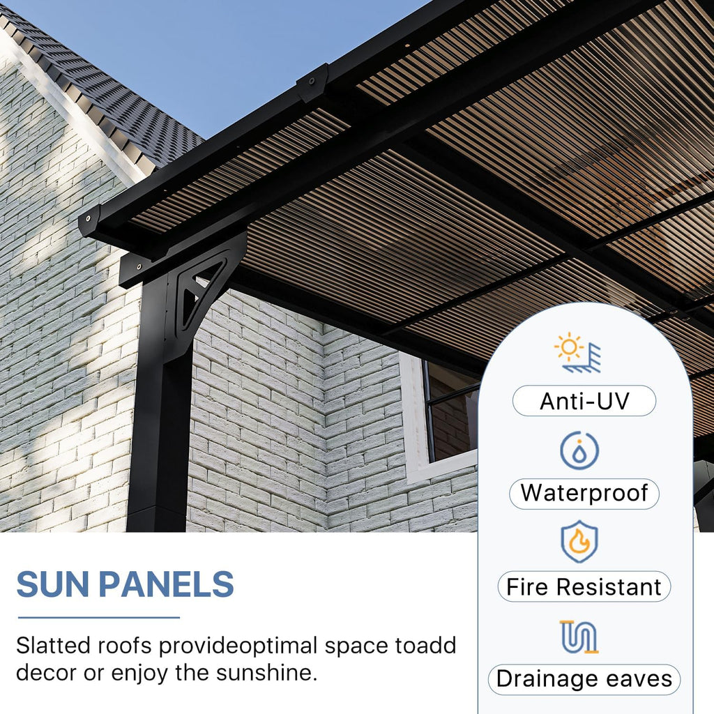 10' x 8' Gazebo for Patio, Gazebo Pergola with Sloped Roof, Large Wall-Mounted Heavy Duty Awnings, for Backyard, Deck, Patio