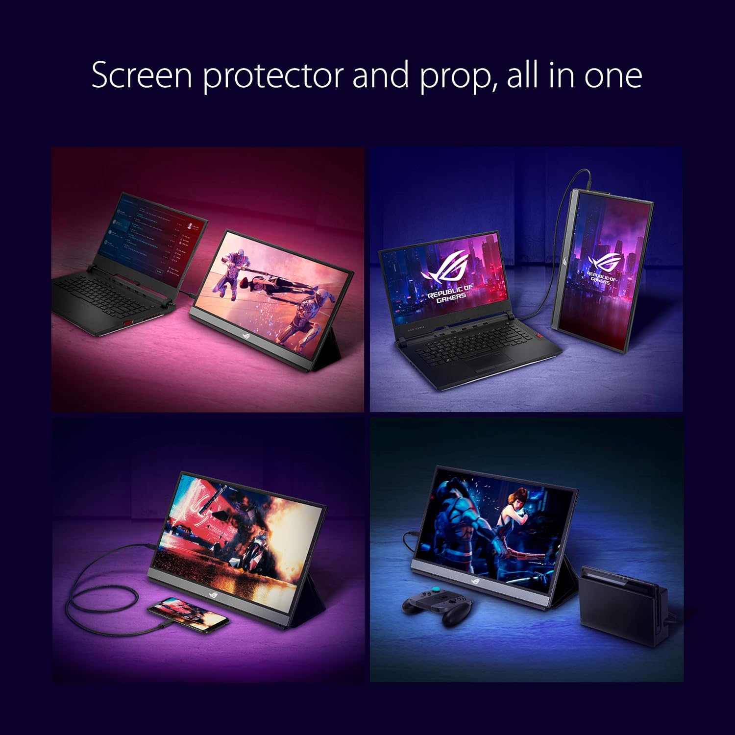 ASUS ROG Strix 17.3' 1080P Portable Gaming Monitor (XG17AHPE) - FHD, IPS, 240Hz, Adaptive-Sync, Built-in Battery, Smart Case, USB Type-C, Micro HDMI, for Laptop, PC, Phone, Console, 3-Year Warranty