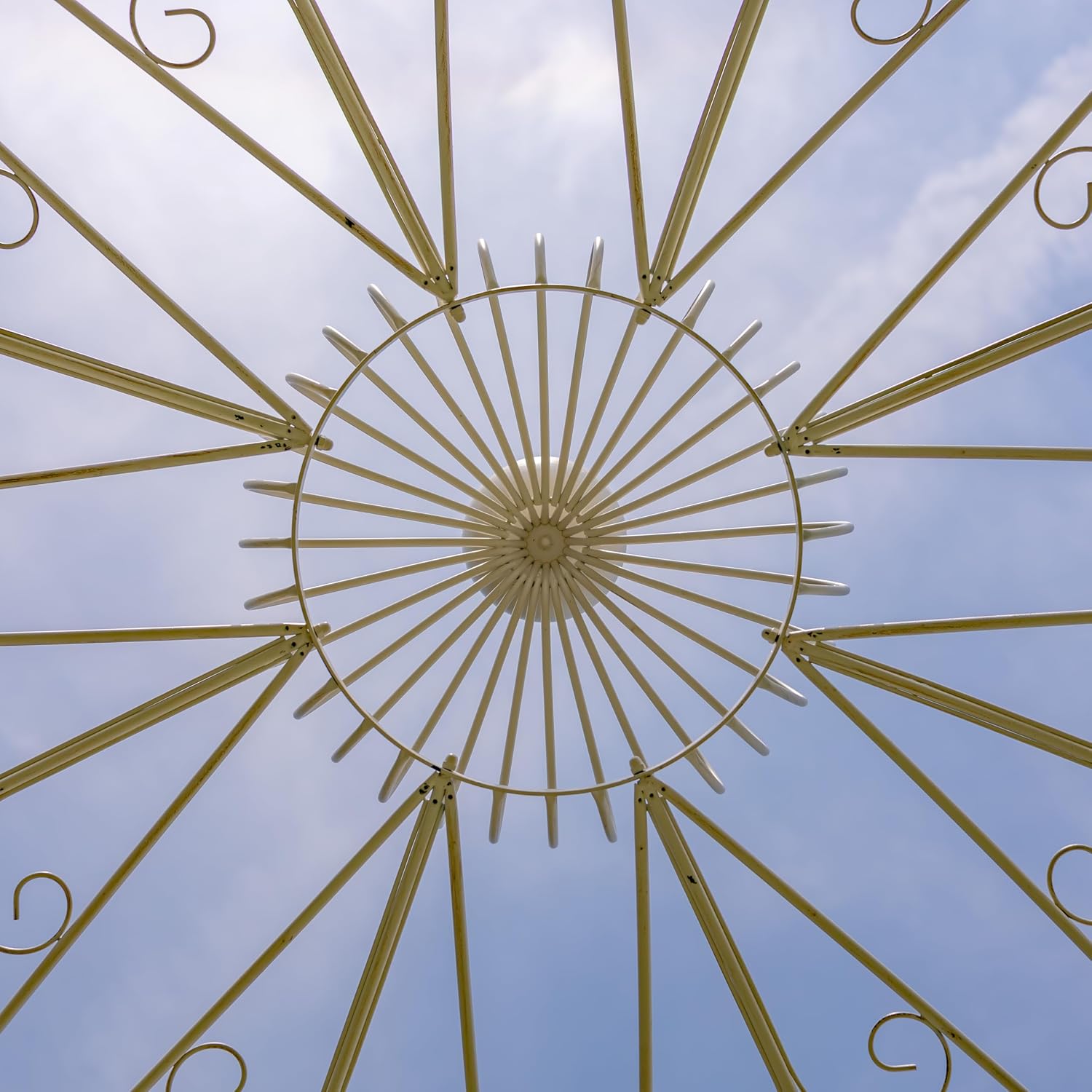 13.8ft. Tall Ornate Round Iron Garden Gazebo Medillín 1972' (Antique White)
