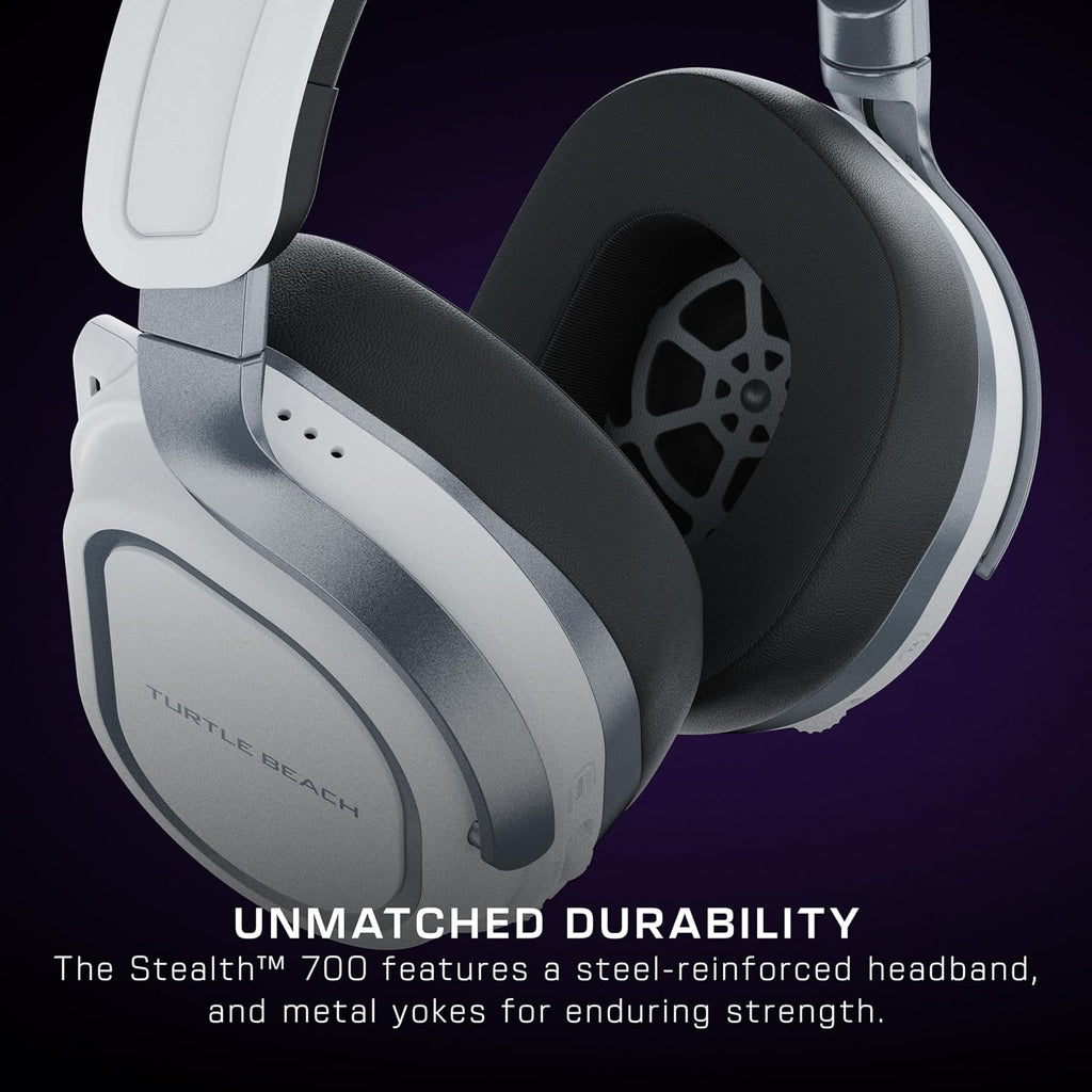 Turtle Beach Stealth 700 Wireless Multiplatform Amplified Gaming Headset for PS5, PS4, PC, Mobile – AI Noise-Cancelling Mic, Bluetooth, Rechargeable Battery, Dual Transmitters, White (Renewed)