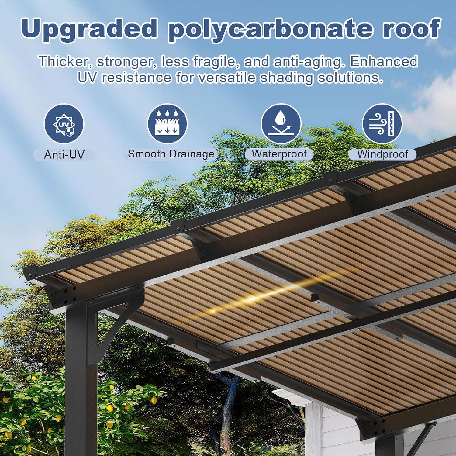 MEISSALIVVE 8' x 12' Wall Mounted Gazebo, Outdoor BBQ Grill Gazebo with Side Shelf, Lean to Metal Awnings with Sloped Roof, Heavy Duty Pergola for Backyard, Deck, Black