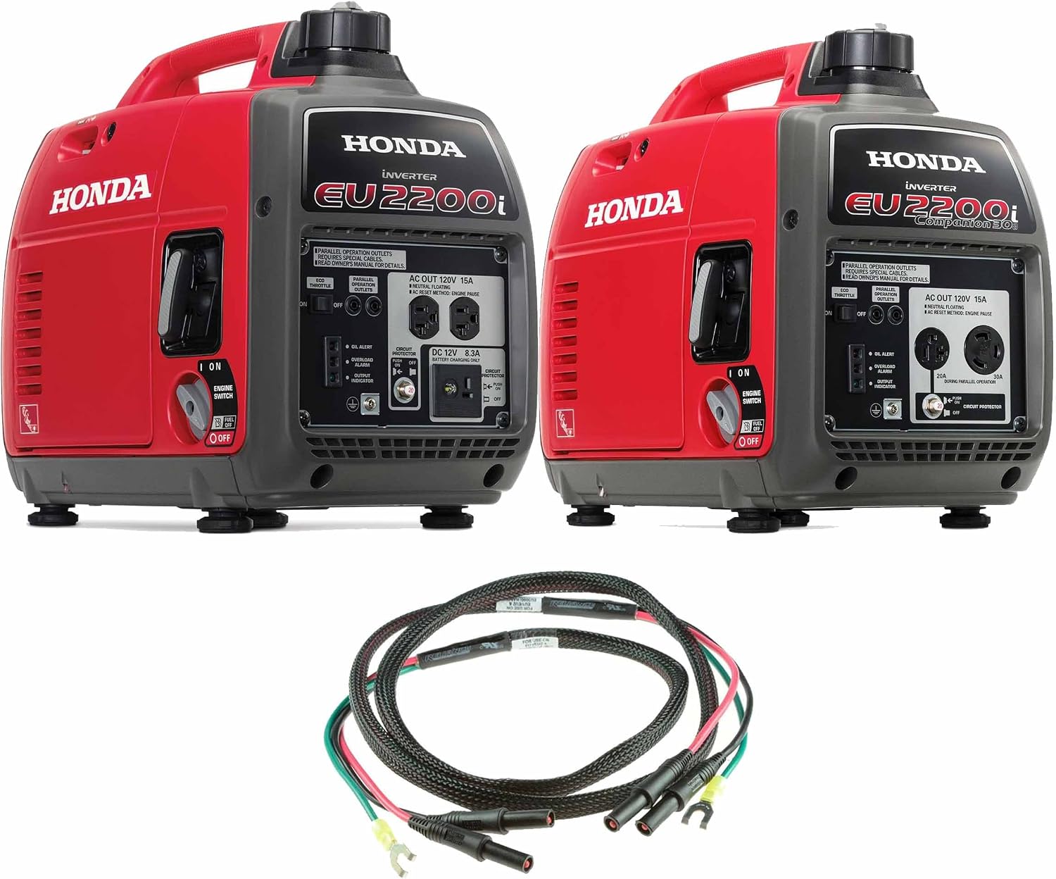 Honda EU2200i 2200W Portable Inverter Generator w. Companion and Parallel Cables