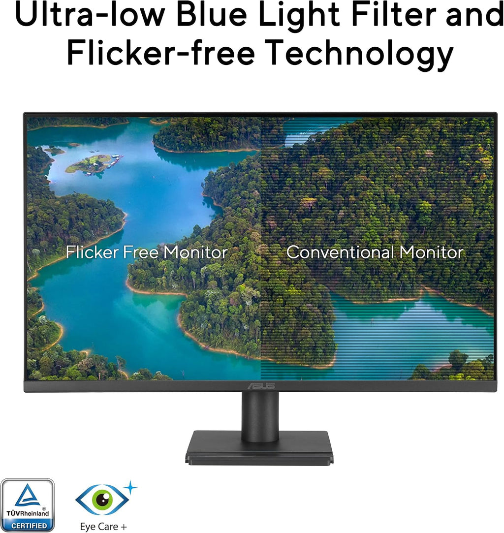 ASUS 27' Computer Monitor (VA279QG) - Full HD, IPS, 120Hz, 1ms MPRT, Adaptive-Sync, Eye Care, Low Blue Light, Flicker Free, HDMI, DisplayPort, VGA, Speakers, VESA Mountable, 99% sRGB, 3yr Warranty