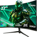 ZZA 27'' 280Hz 240Hz Gaming Monitor, Curved Monitor 1800R VA FHD 1080P 1ms, AMD FreeSync Premium, HDR Ready,120% sRGB, HDMI DP, VESA Mountable, Low Motion Blur, Flicker-Free & Low Blue Light