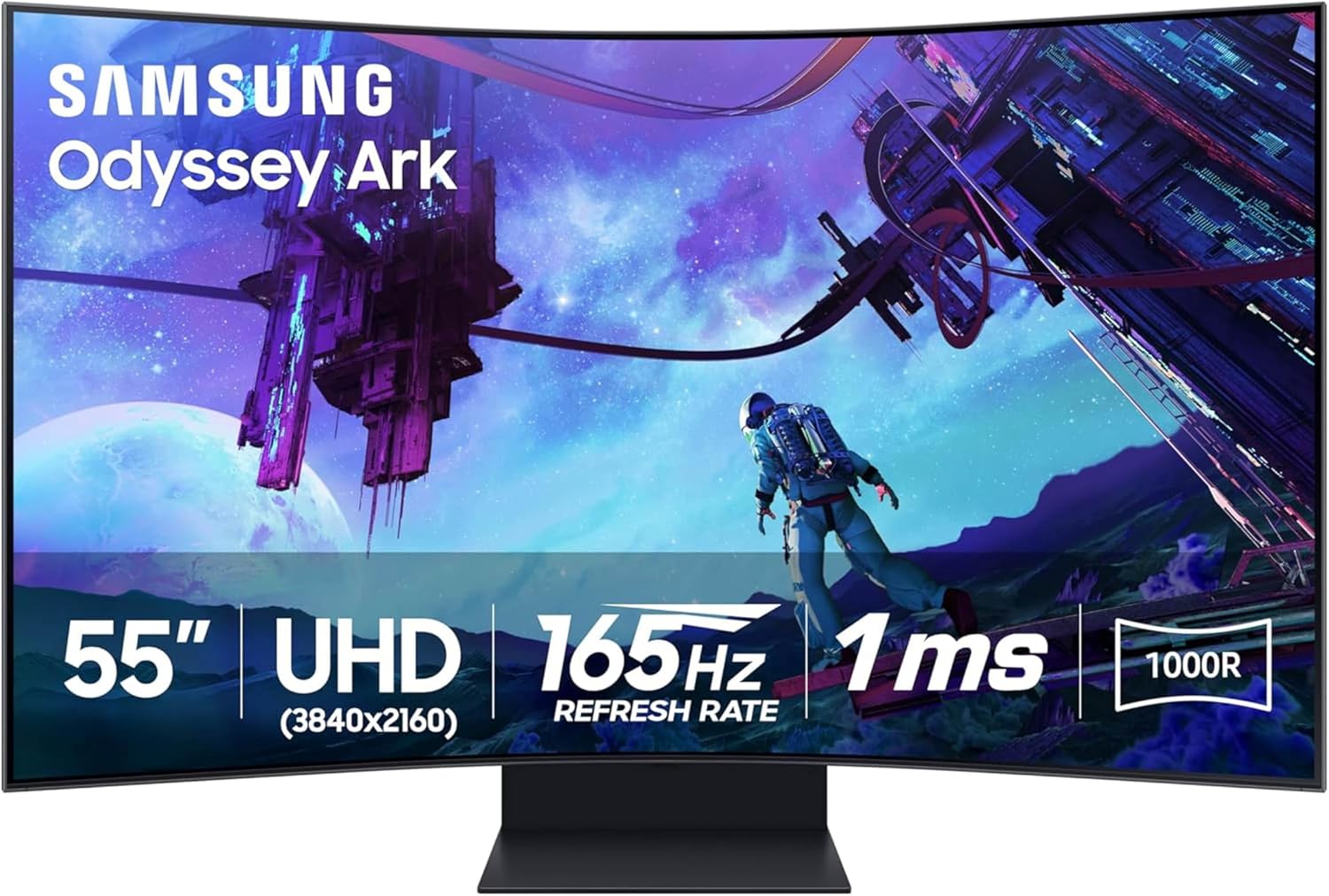 Samsung 55' Odyssey Ark 2nd Gen 4K UHD 1000R Curved Gaming Monitor, 165Hz, 1ms, 4 Input Multi View, Quantum Mini-LED, AMD FreeSync Premium Pro, HDR 10+, Height Adjustable Screen, LS55CG970NNXGO