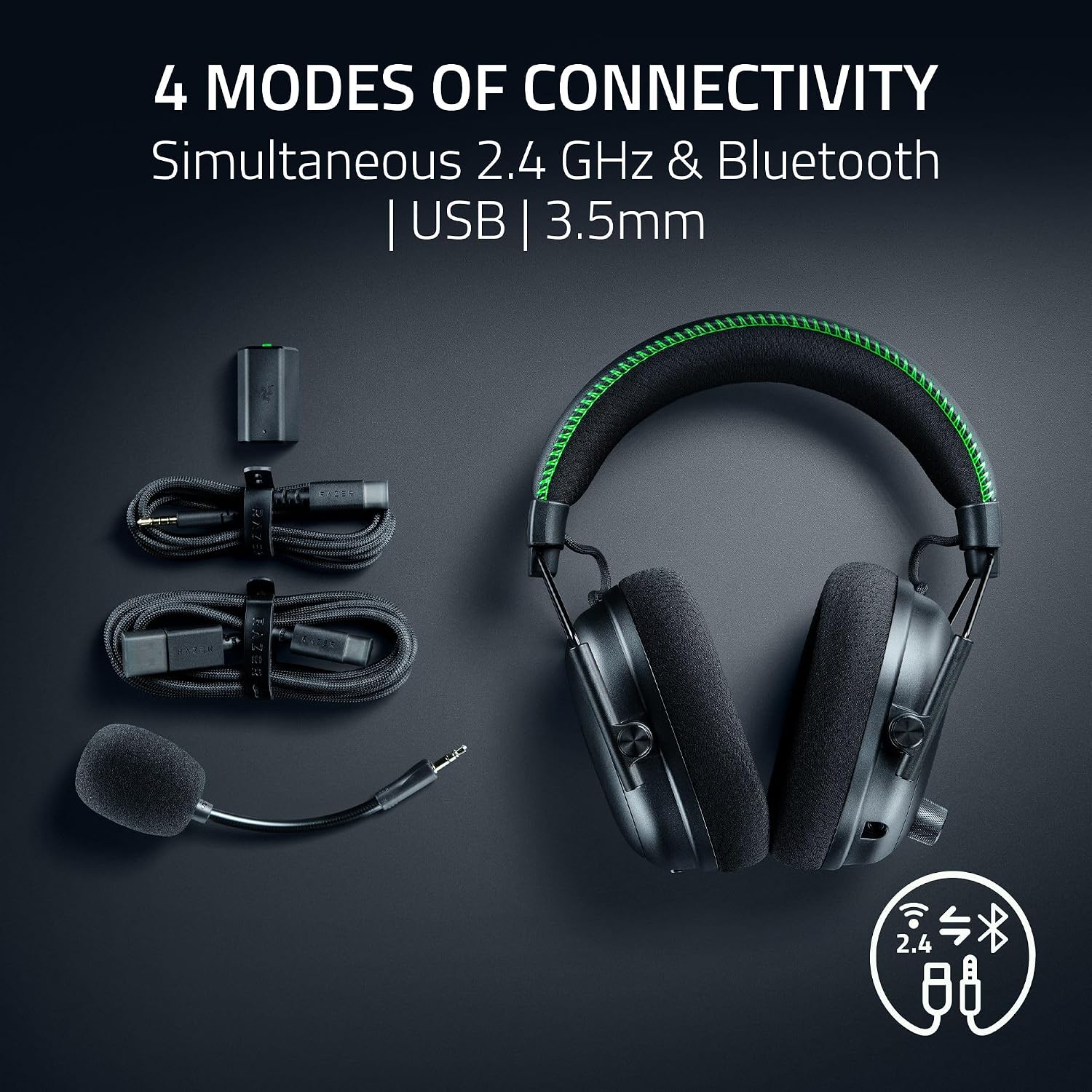 Razer BlackShark V3 Pro Wireless ANC Gaming Headset for Xbox: Full Band Mic - 50mm Drivers - 2.4 GHz, Bluetooth, USB, 3.5mm - Works with PC, Mac, PS5, Nintendo Switch - Black (Renewed)