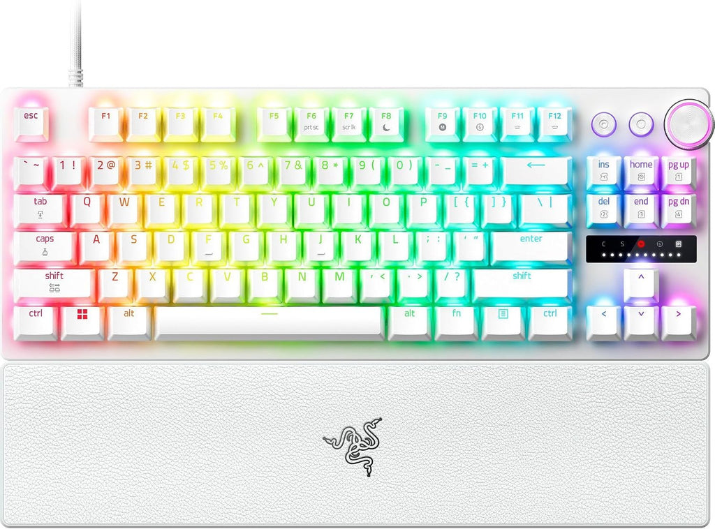 Razer Huntsman V3 Pro TKL 8KHz Esports Gaming Keyboard: Analog Optical Switches Gen 2-8000 Hz Polling Snap Tap - Rapid Trigger - Adjustable Actuation - Media Controls - PBT Keycaps - White