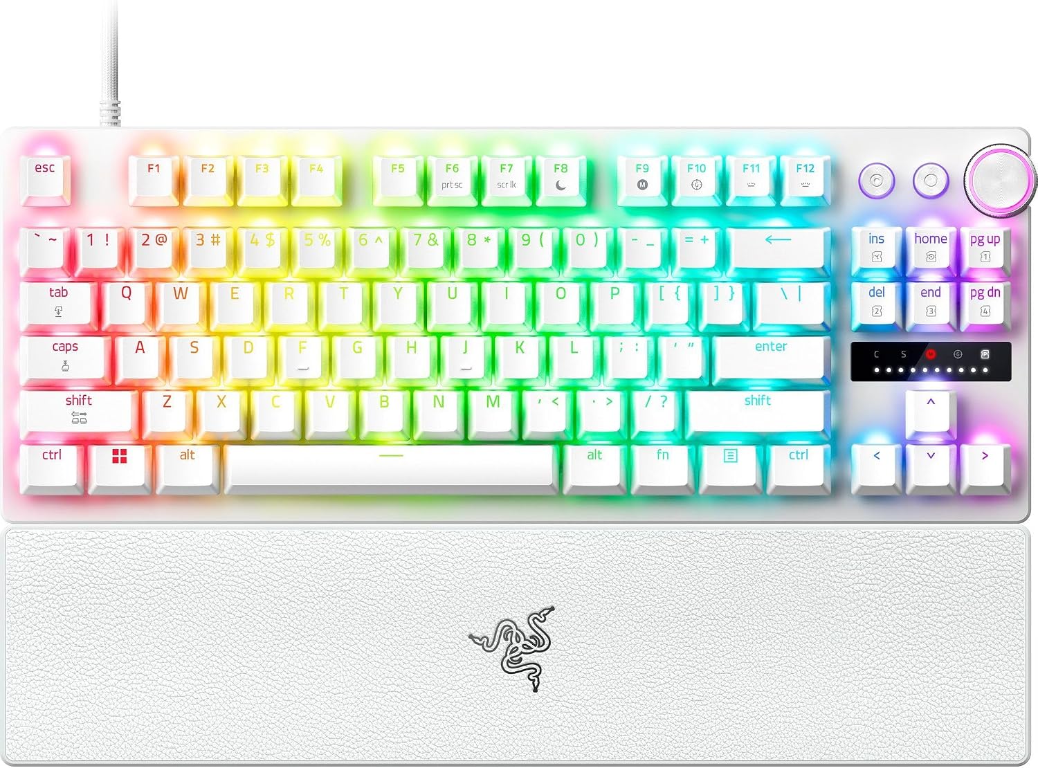 Razer Huntsman V3 Pro TKL 8KHz Esports Gaming Keyboard: Analog Optical Switches Gen 2-8000 Hz Polling Snap Tap - Rapid Trigger - Adjustable Actuation - Media Controls - PBT Keycaps - White