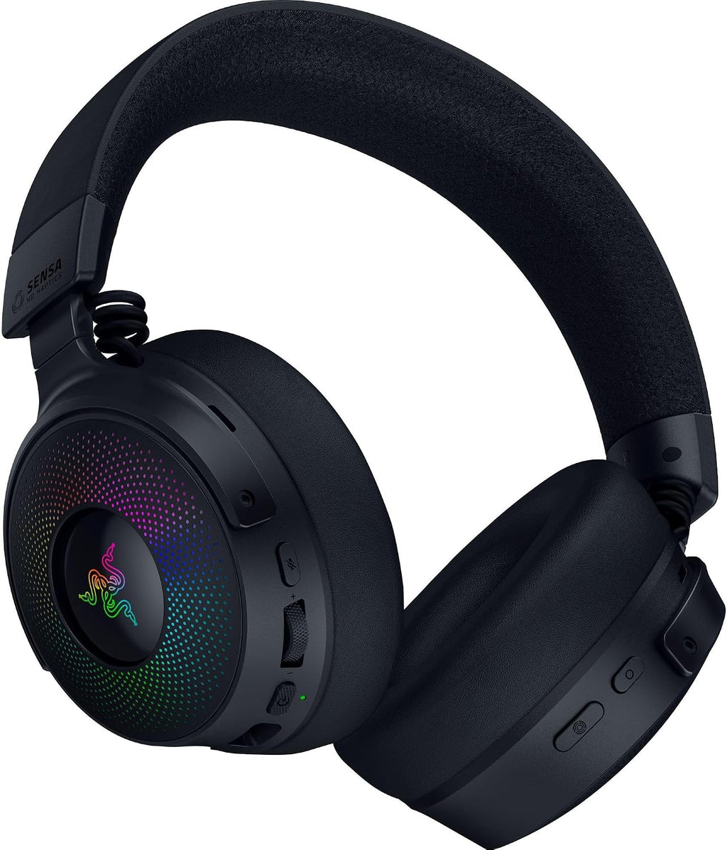 Razer Kraken V4 Pro Wireless Gaming Headset: OLED Control Hub - HD Haptics - 2.4GHz Wireless - Bluetooth - USB - 3.5 mm - Super Wideband Mic - For PC, Mac, PS5, Nintendo Switch, Steam Deck, Smartphone