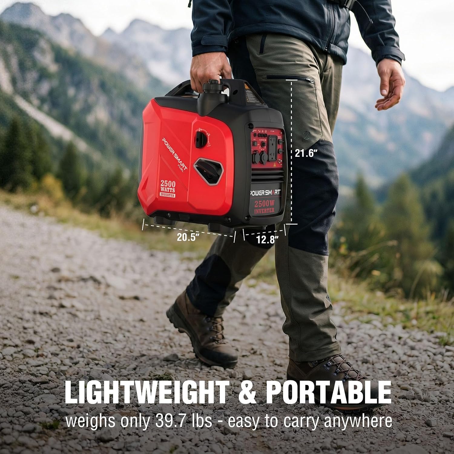 PowerSmart 2500 Watt Portable Inverter Generator, 79.8cc Gas Powered Engine with 5.5H Long Runtime, Ultra Quiet Small Generator for Camping, RV, Home Power Outage and Outdoor Emergency (HB5020)