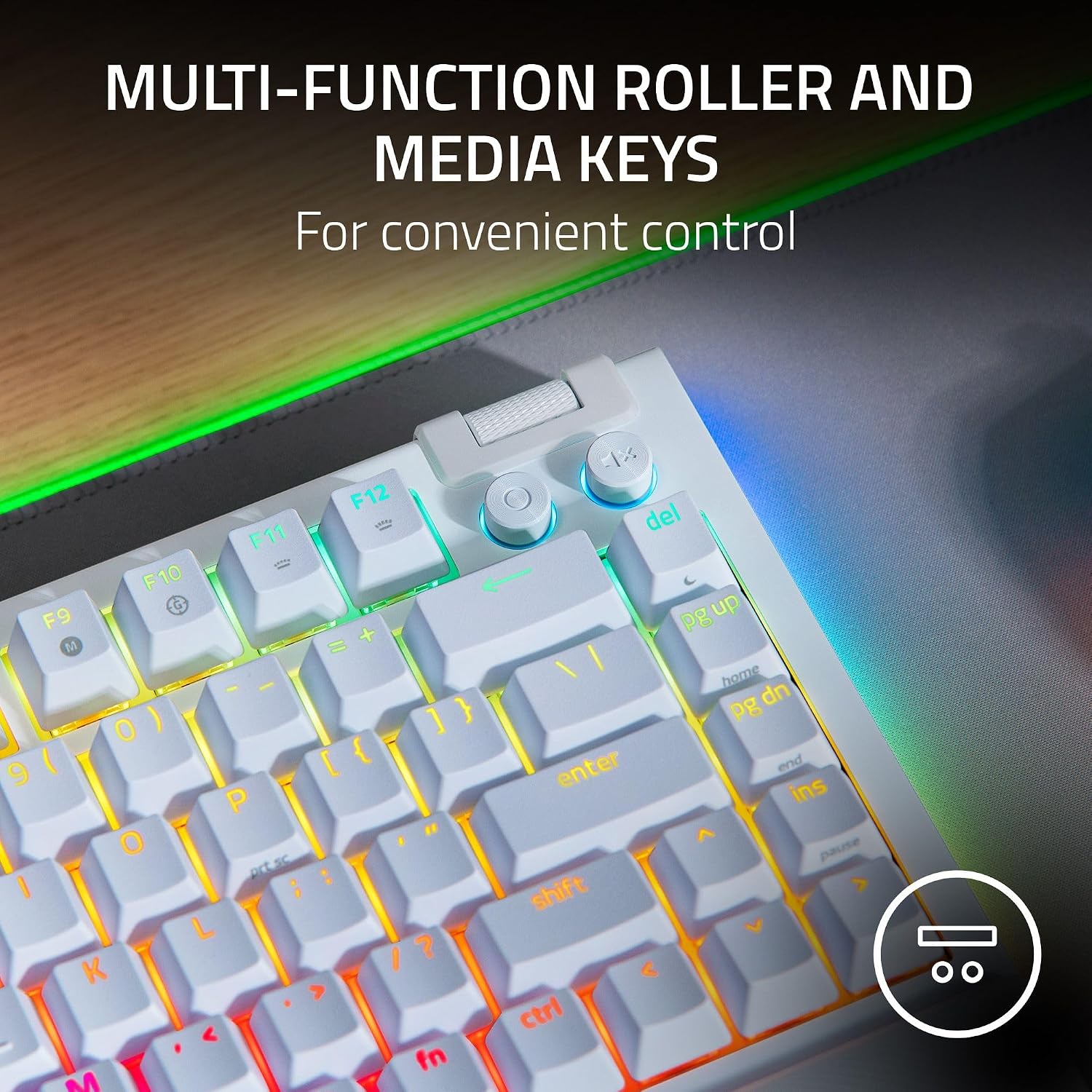 Razer BlackWidow V4 75% Mechanical Gaming Keyboard: Hot Swappable Design - Compact & Durable - Orange Tactile Switches - Chroma RGB - Roller & Media Keys - Wrist Rest - Snap Tap - White
