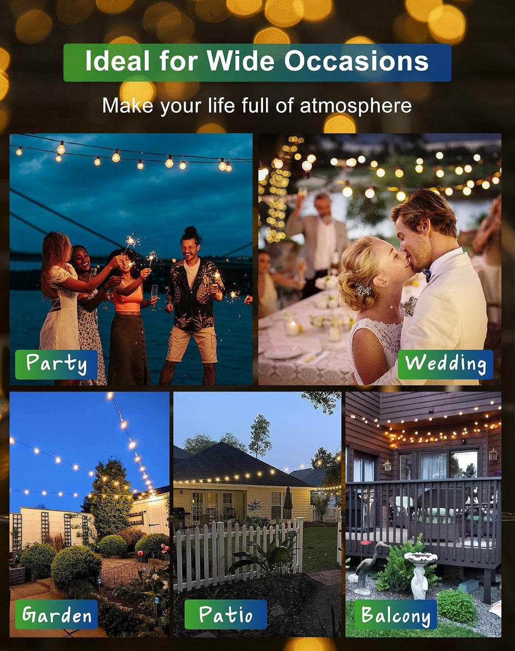 Zuske Solar String Lights Outdoor Waterproof 200FT with USB Port and 100 Shatterproof G40 Bulbs(3 Spare), LED Solar Powered Patio Lights for Outside, Porch, Backyard, Gazebo, Garden(Warm White)