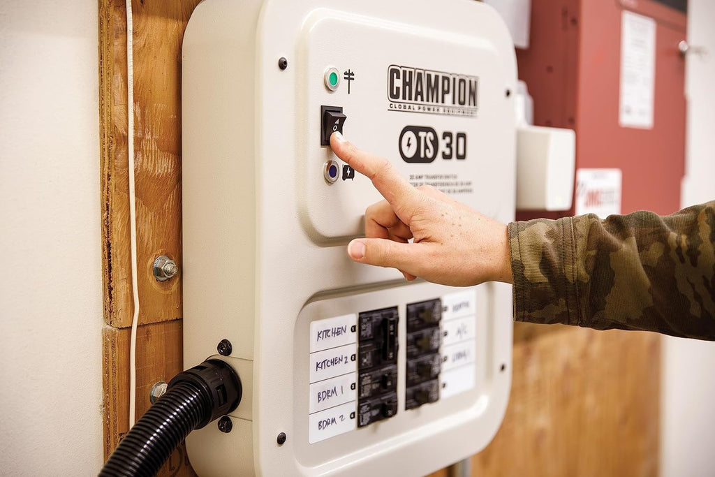 Champion Power Equipment 30-Amp Indoor-Rated Manual Transfer Switch with 25-Foot Generator Power Cord and Weather-Resistant Power Inlet Box