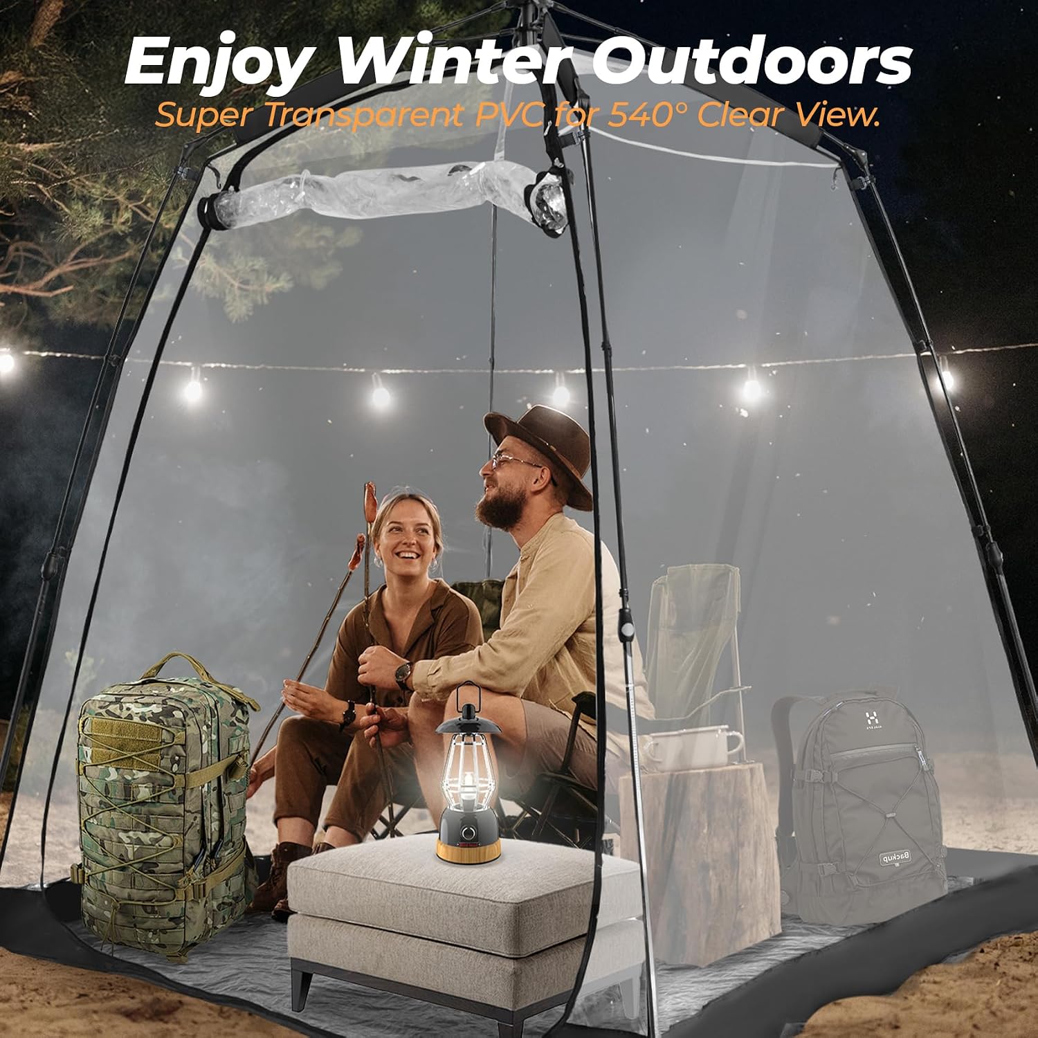 All Weather Proof Pod Pop Up Bubble Tent for 3-8 People, Large Oversize Dome House, Cold Protection Camping Tent, Winter Instant Igloo for Outdoor Activities