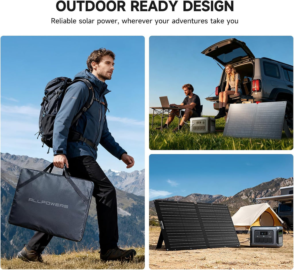 ALLPOWERS S2000 Pro Solar Generator with Panels Included 2400W MPPT Portable Power Station with 2pcs SE100 Foldable Solar Panel 100W, Solar Backup Power for Van House Outdoor Camping