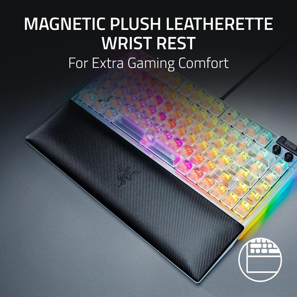 Razer BlackWidow V4 75% Mechanical Gaming Keyboard: Hot-Swappable Design - Compact & Durable - Orange Tactile Switches - Chroma RGB - MF Roller & Media Keys - Comfortable Wrist Rest - Phantom White
