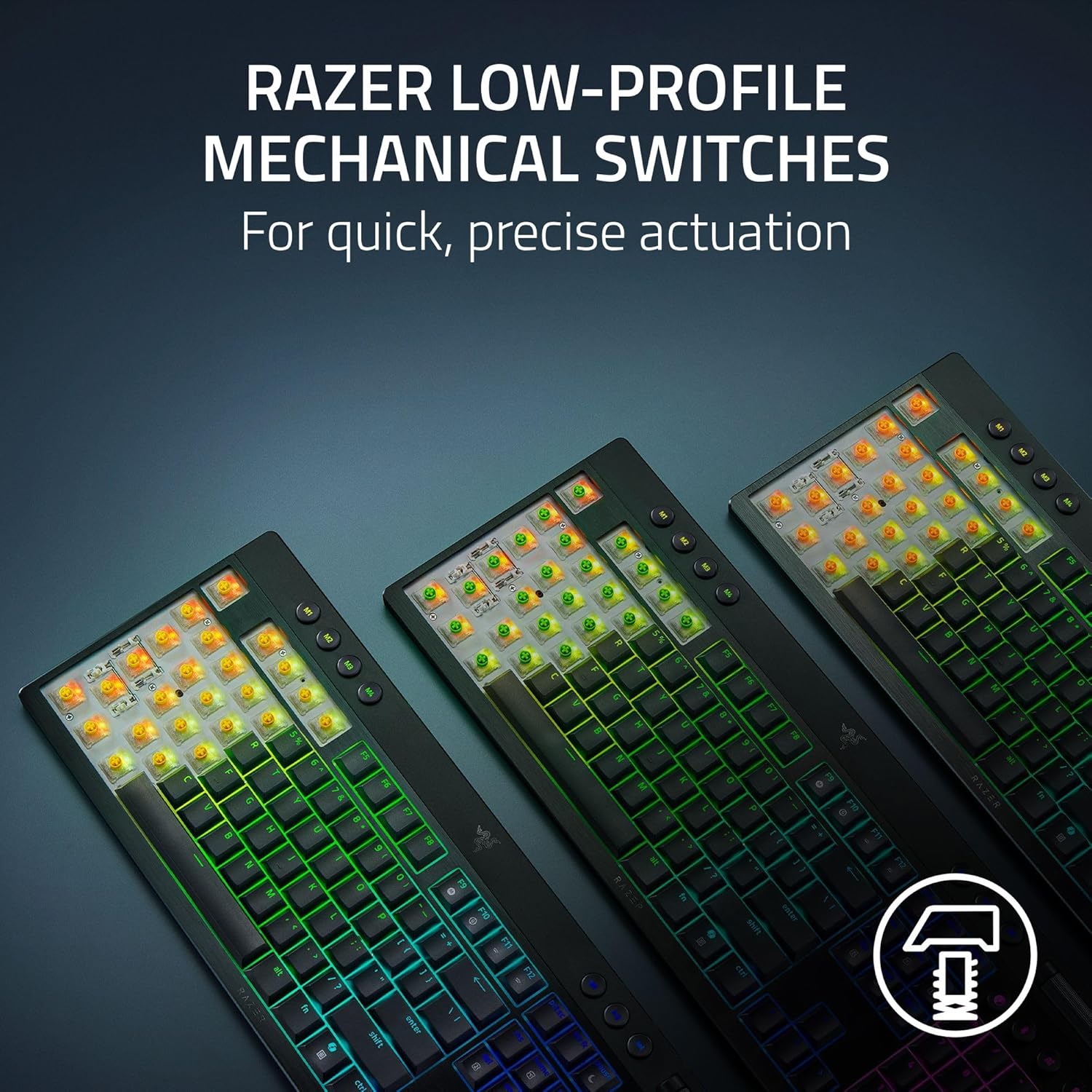 Razer BlackWidow V4 Low Profile TKL HyperSpeed Wireless Gaming Keyboard: Orange Mechanical Switches - 2.4GHz Wireless & Bluetooth - Multi-Function Roller - 3 Control Buttons - Long Battery Life