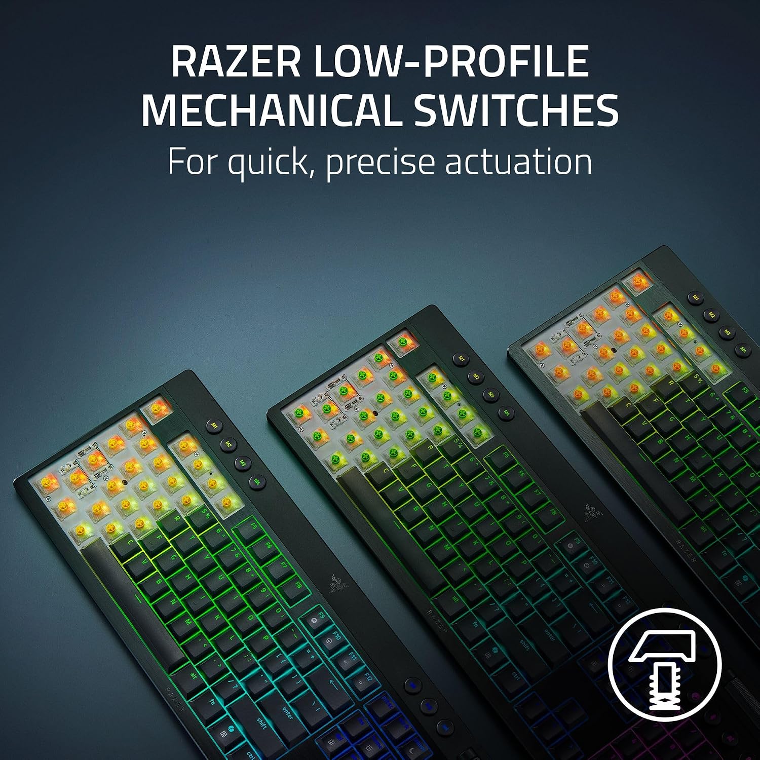 Razer BlackWidow V4 Low Profile TKL HyperSpeed Wireless Gaming Keyboard: Yellow Mechanical Switches - 2.4GHz Wireless & Bluetooth - Multi-Function Roller - 3 Control Buttons - Long Battery Life
