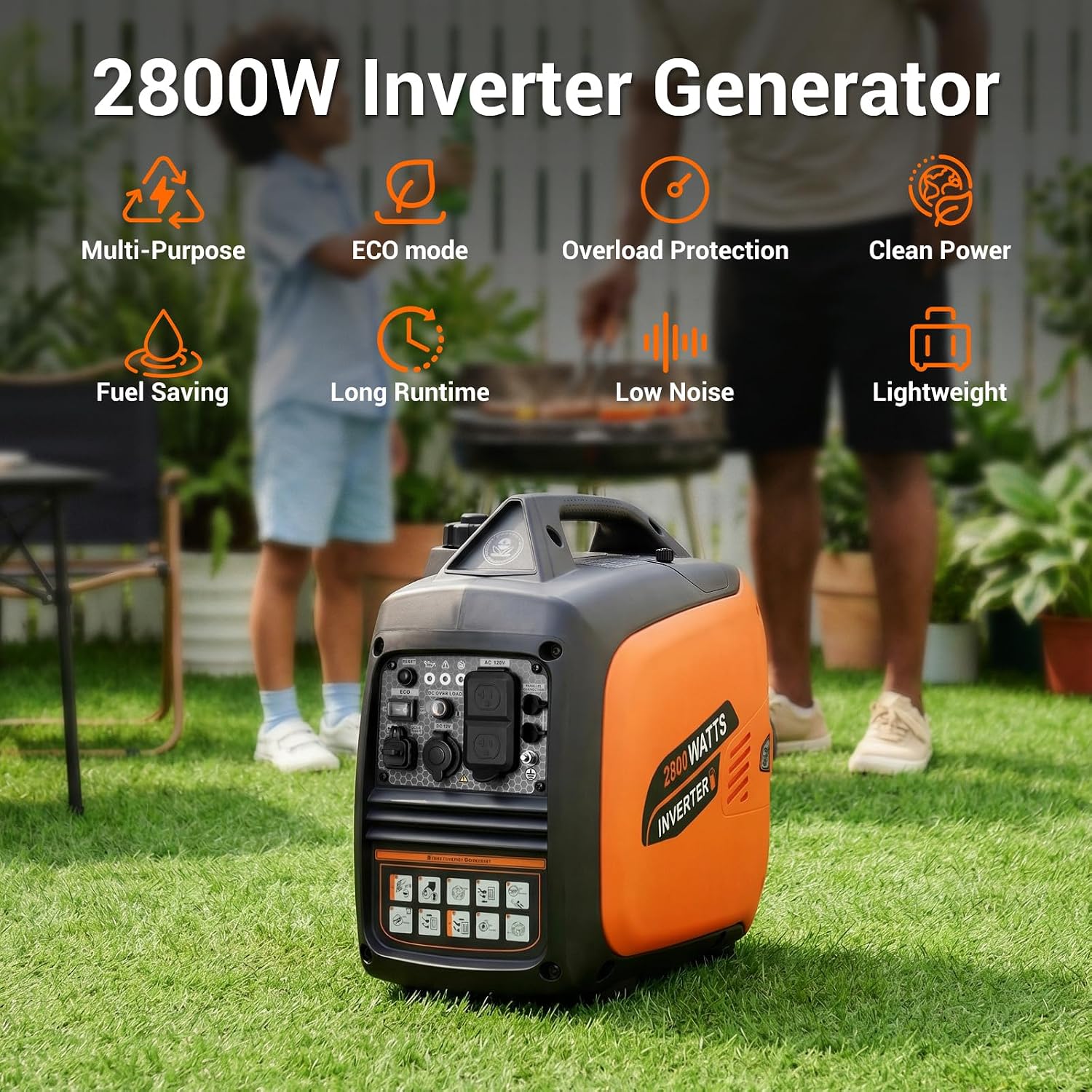 Oxseryn 2800-Watts Portable Inverter Generator, Gas Generators for Home Use, Camping, Super Quiet Emergency Home Backup, with Fuel Shut Off, 1.1Gal Fuel Tank, 39Lbs, EPA Compliant