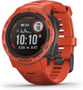 Garmin Instinct Solar, Solar-Powered Rugged Outdoor Smartwatch, Built-in Sports Apps and Health Monitoring, Flame Red