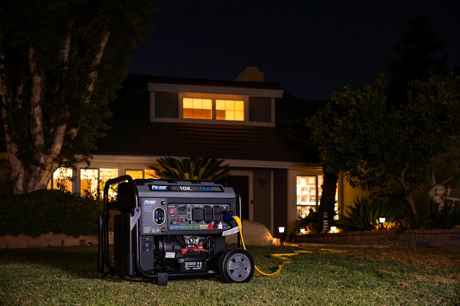 Pulsar GD10KBN 10500W Dual Fuel Home Backup Portable Inverter Generator with Wheel Kit and Electric Start RV Ready