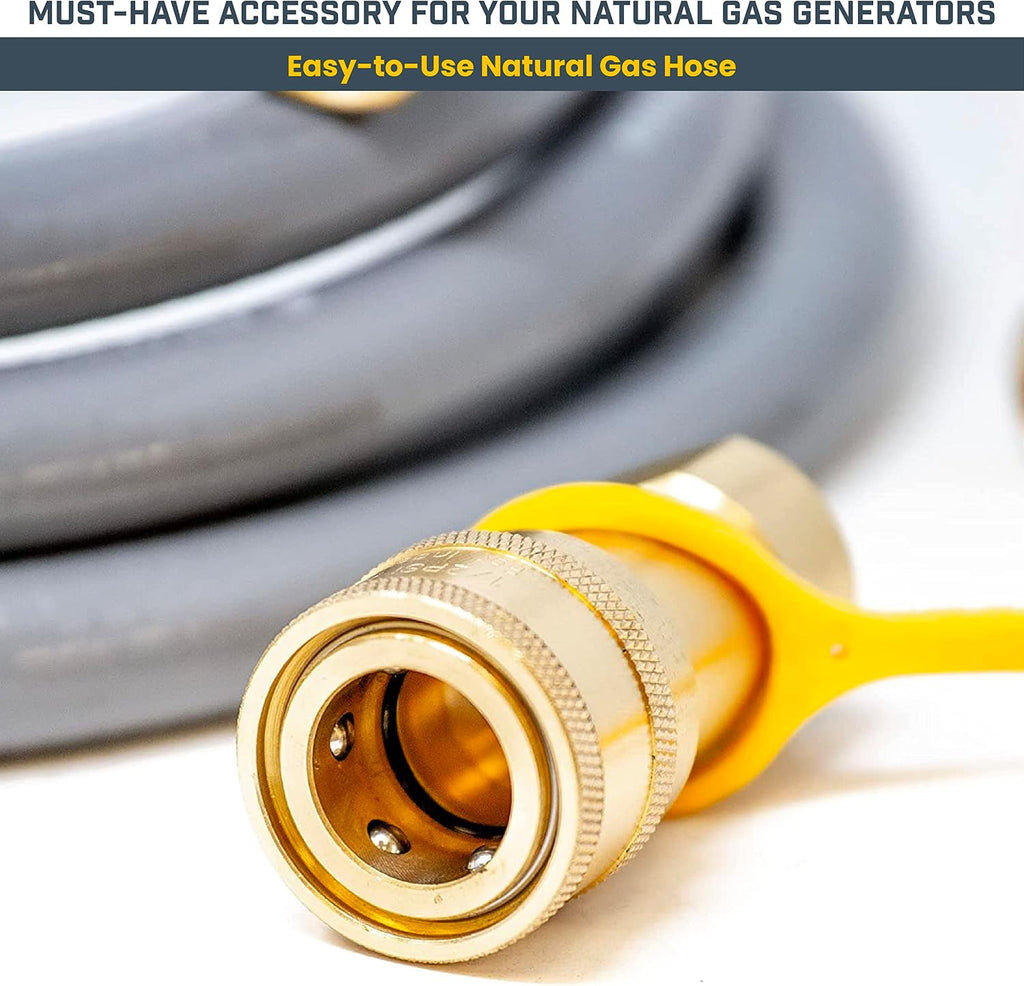 Firman 1815 Natural Gas 25' Extension Hose, 1/2' Quick Connect Hose Kit with Storage Strap – Weather-Proof NG Line for all Tri-Fuel Generators (Except T12071)