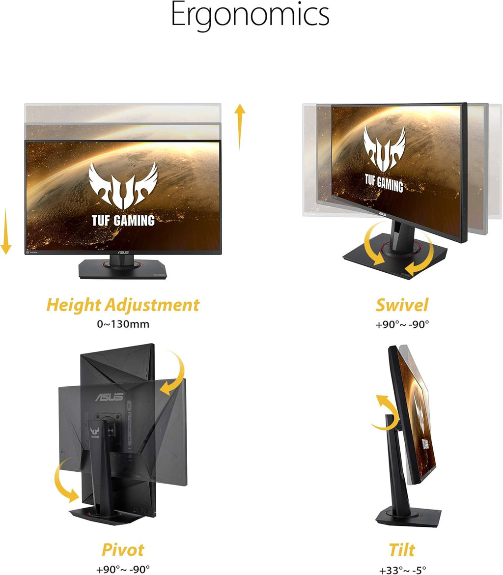 ASUS TUF Gaming VG259QM 24.5' Monitor, 1080P Full HD (1920 x 1080), Fast IPS, 280Hz, G-SYNC Compatible, Extreme Low Motion Blur Sync,1ms, DisplayHDR 400, Eye Care, DisplayPort HDMI Black