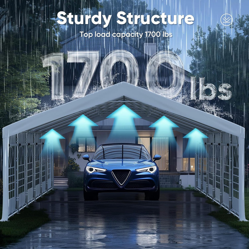 Quictent 20x40ft Party Tent Heavy Duty Outdoor Gazebo White Wedding Tent Canopy Event Shelter Carport with Removable Sidewalls& 6pcs Storage Bags
