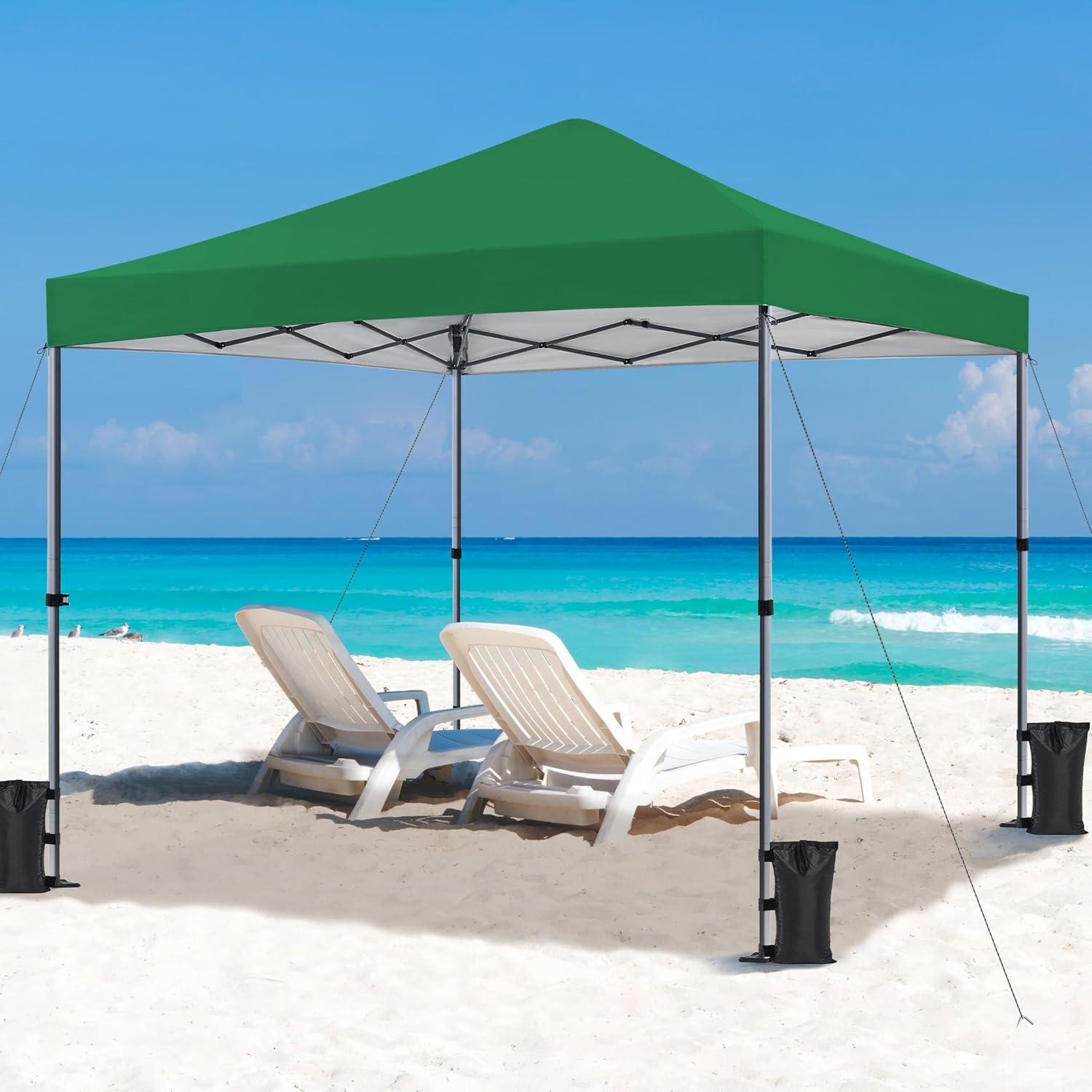 Yaheetech 10x10 Pop Up Canopy Easy Set-up Tent, Portable Outdoor Canopy Instant Tent, Commercial Gazebo with Wheeled Carry Bag & 4 Sandbags for Home, Party & Outdoor Activities, Dark Green