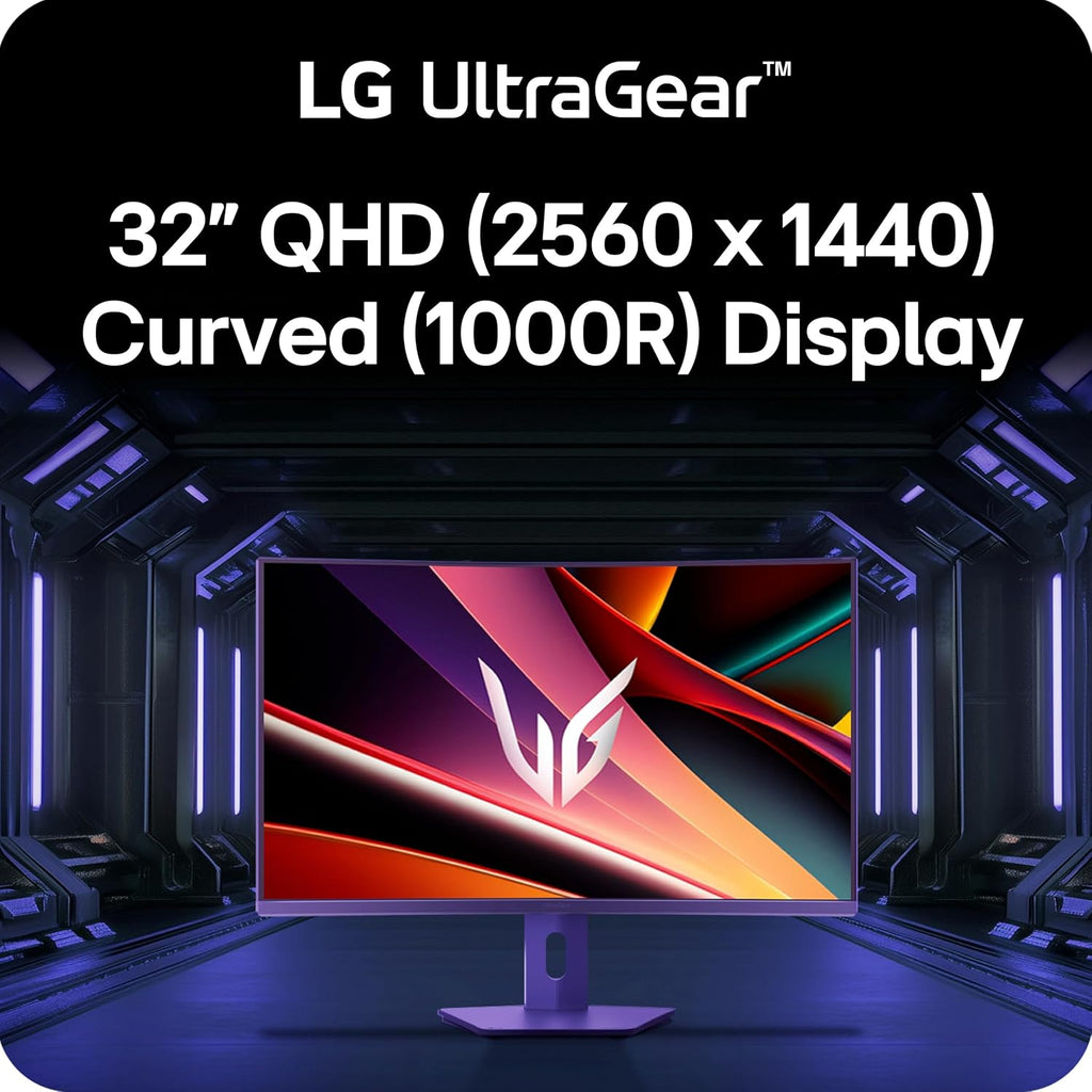 LG 32G600A-B 32-inch Ultragear QHD (2560 x 1440) Curved Gaming Monitor, 180Hz, 1ms, AMD FreeSync, HDMI, DisplayPort, Tilt/Height/Swivel Adjustable Stand, Black