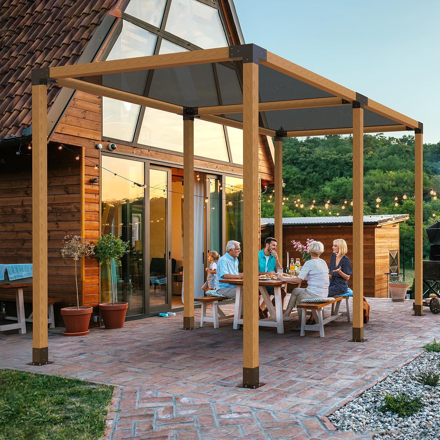 VEVOR Pergola Bracket Kit, 4x4 Inch (Inner Size 3.5x3.5), 2 Pcs 4-Way Heavy Duty Corner Bracket Woodworks DIY Post Base Kit, Easy Installation Wooden Beams for Gazebos, Patio Pergolas, Log Cabin
