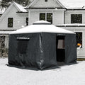 Domi 10' x10' Winter Gazebo Cover for Hardtop Gazebos, Universal Gazebo Cover with Sidewalls and Mesh Windows, All Season Waterproof Enclosed Cover for Outdoor, Gray