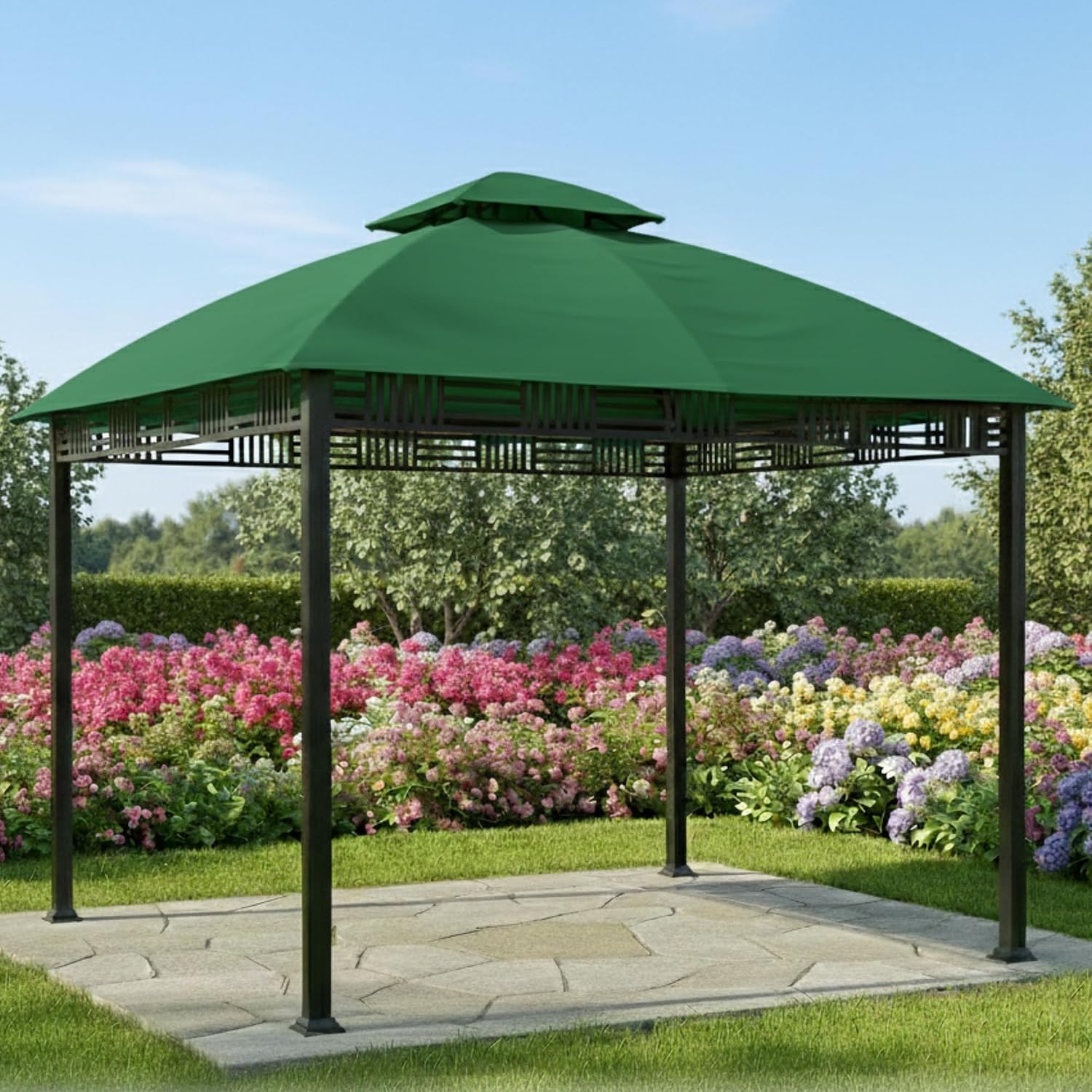 Garden Winds Reinforced RipLock 350 Replacement Canopy Top Cover Compatible with Westbrook 10' x 12' Gazebo Model A101007903 - Green
