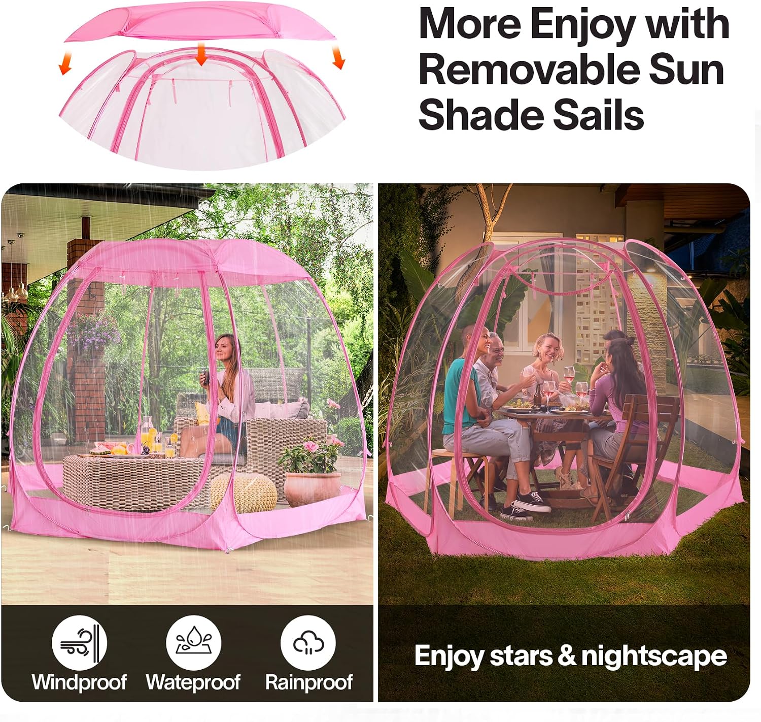 All Weather Proof Pod Pop Up Bubble Tent for 3-8 People, Large Oversize Dome House, Cold Protection Camping Tent, Winter Instant Igloo for Outdoor Activities
