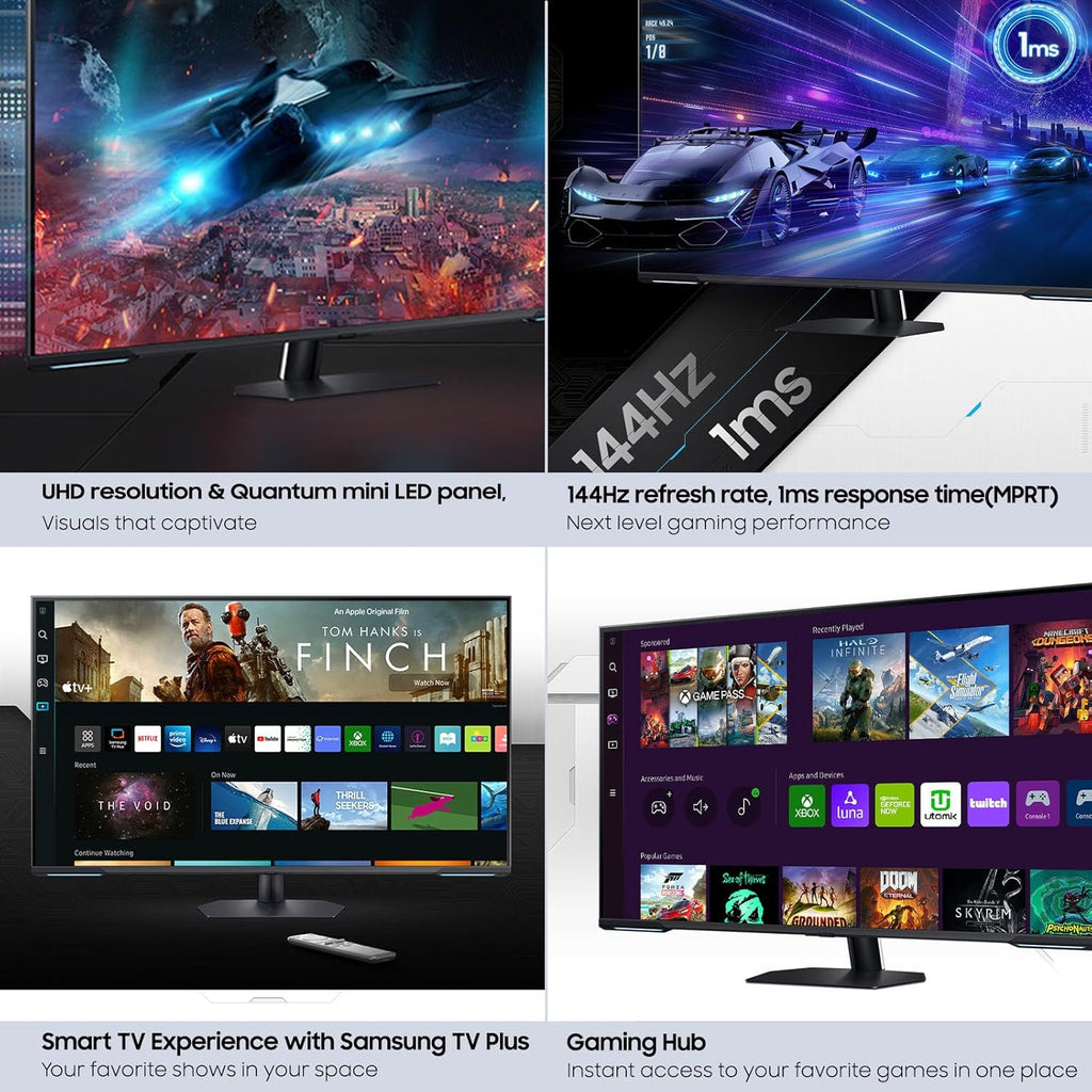 SAMSUNG 43' Odyssey Neo G7 Series 4K UHD Smart Gaming Monitor, 144Hz, 1ms, VESA Display HDR600, Quantum Matrix Technology, AMD FreeSync Premium Pro, LS43CG702NNXZA, Black