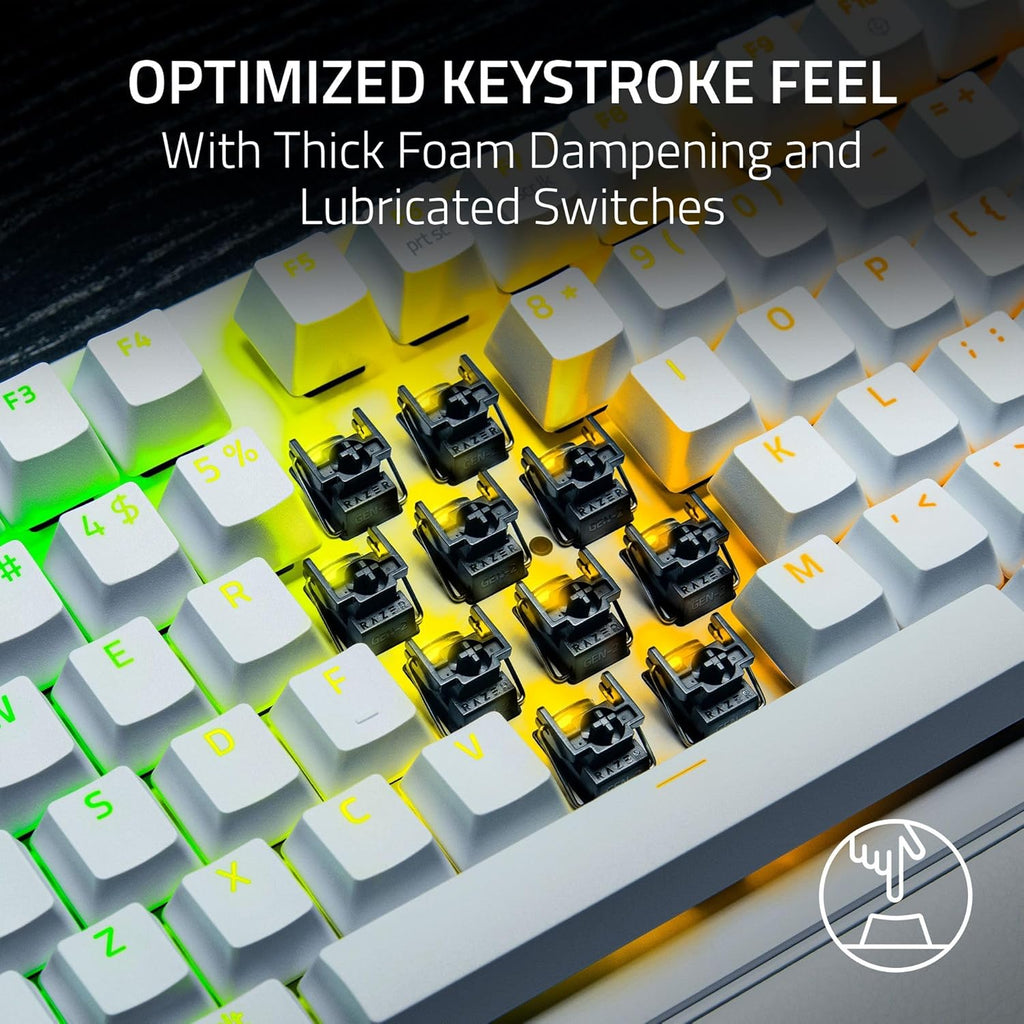 Razer Huntsman V3 Pro TKL 8KHz Esports Gaming Keyboard: Analog Optical Switches Gen 2-8000 Hz Polling Snap Tap - Rapid Trigger - Adjustable Actuation - Media Controls - PBT Keycaps - White