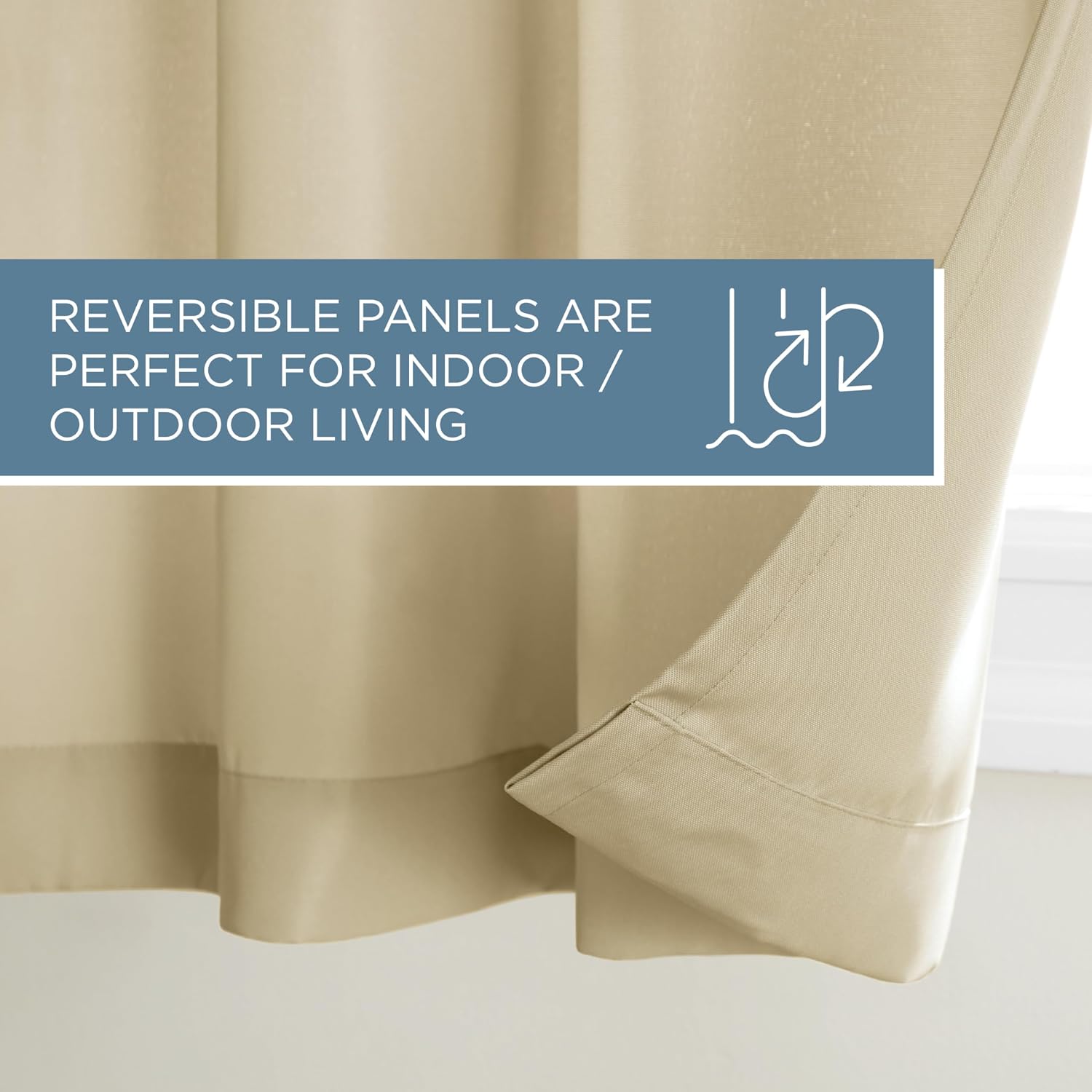 TOWN & COUNTRY BASICS Outdoor Curtain Natural Solid Heavyweight | 54'W x 108'L | Light Filtering | Grommet Top | Water Repellent | Pack of 12