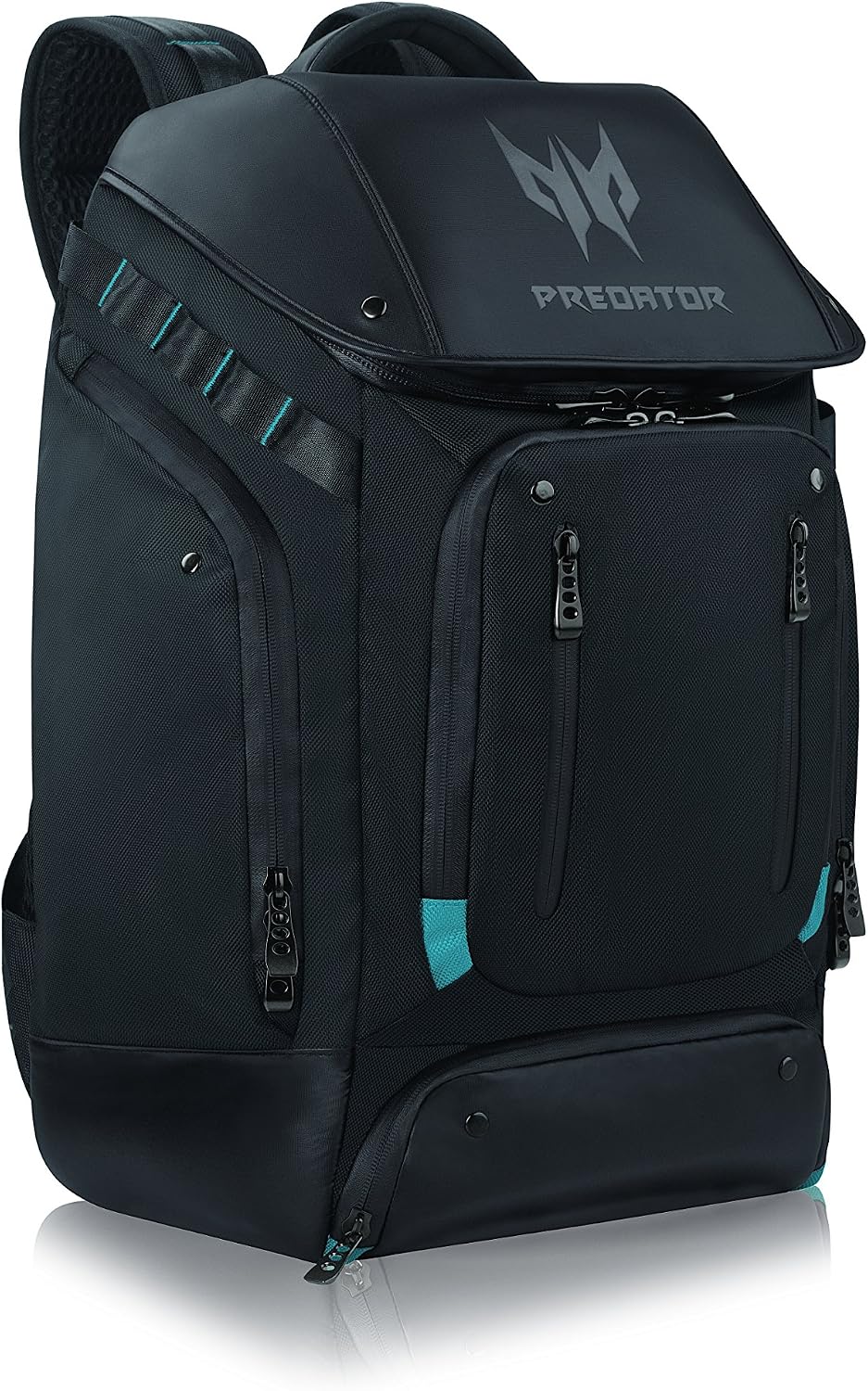Acer PBG591 Predator Utility Gaming Backpack, Water Resistant and Tear Proof Travel Backpack Fits and Protects Up to 17.3' Predator Gaming Laptop, Black with Teal Accents